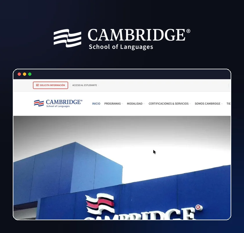 Logo y sitio web de Cambridge School of Languages